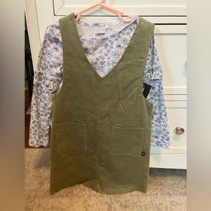 LIMITED TOO Green Corduroy Dress with Floral Top